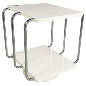 Italian Modern Double-Shelf Coffee Table in White Painted Wood and Metal, 1980s