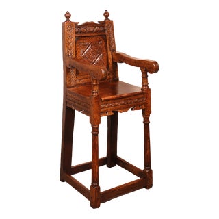 High Period Children's Chair in Oak, 17th Century For Sale