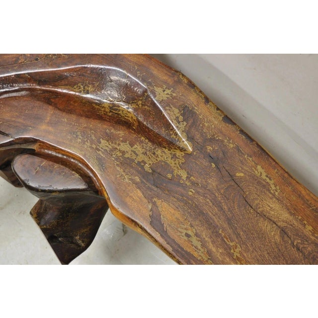 Vintage Mid Century Modern Organic Driftwood Sculptural Bench Coffee Table For Sale - Image 11 of 12