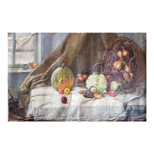 Antique Still Life Oil Painting, Ukrainian Soviet Art, 1978 75-116 For Sale