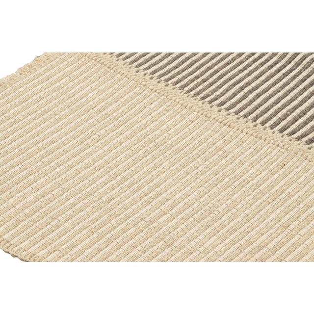 Rug & Kilim’s Contemporary Kilim in Black and Beige Textural Stripes For Sale In New York - Image 6 of 7