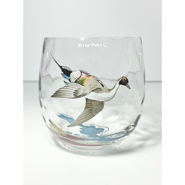 1960s West Virginia Glass American Songbirds 6 Roly-Poly Tumblers Glasses - Set of 4 For Sale In Dallas - Image 6 of 9