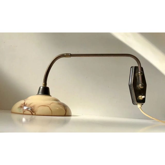 Danish Functionalist Wall Light in Brass & Marble Glass by Th. Valentiner, 1950s For Sale - Image 12 of 12