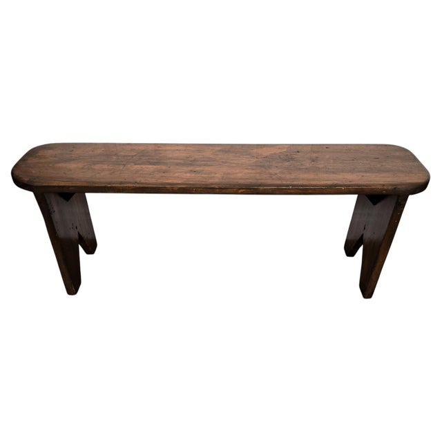 Antique Italian Minimal Rustic Wooden Bench, 1890s For Sale - Image 9 of 9