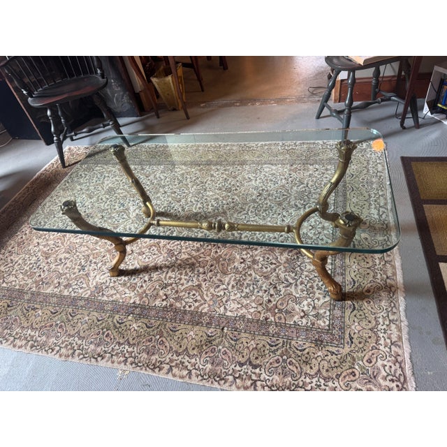 Vintage Maison Ramsay Style Gilt Base Glass Top Coffee Table With Paw Feet For Sale In Minneapolis - Image 6 of 11