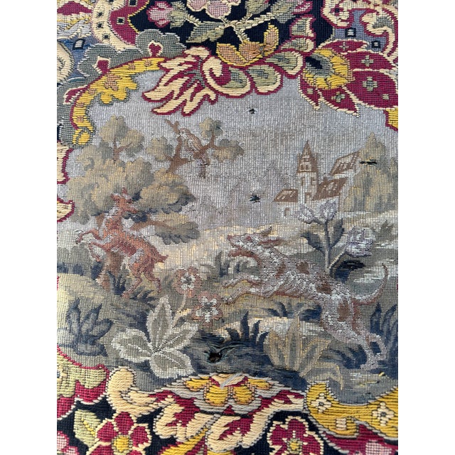 18th Century French needlepoint tapestry panel, likely salvaged from a chair cover or pillow front, can be reframed or...