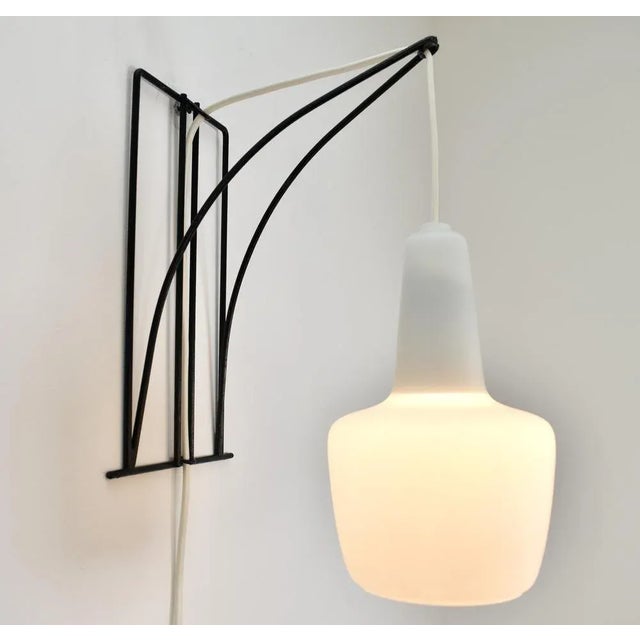 Modernist Wall Sconce in Wire Metal and Glass For Sale - Image 6 of 12