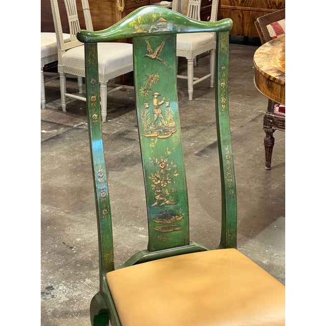 Chinoiserie Vintage English Green Chinoiserie Chair For Sale - Image 3 of 8
