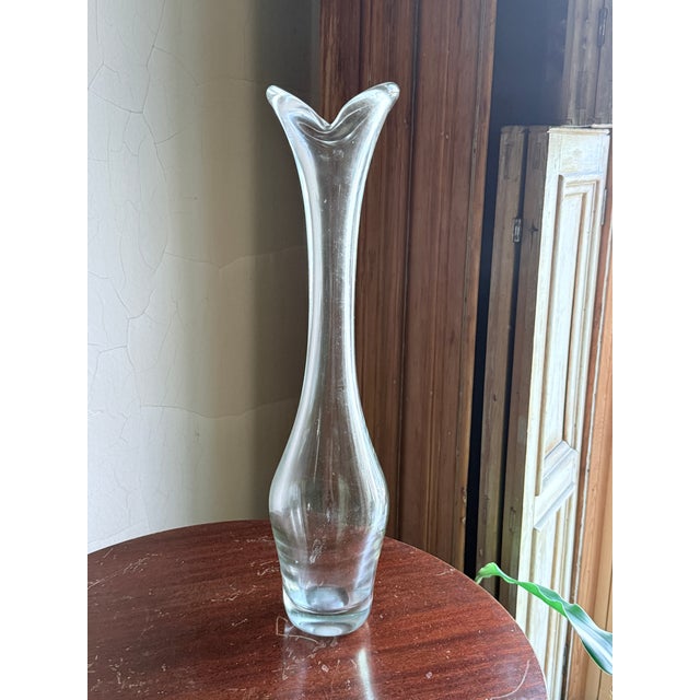 Mid 20th Century Mid 20th Century Modern Swedish Sculptural Glass Bud Vase Attributed to Orrefors For Sale - Image 5 of 10