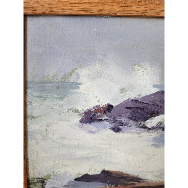 Blue Early 20th Century Rockport Seascape Oil Painting by Arthur J. Hammond For Sale - Image 8 of 13