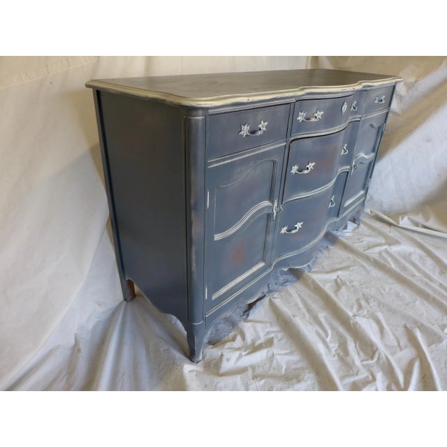 Blue French Style Gray Blue Distressed Server/Sideboard For Sale - Image 8 of 12