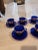 Set of Seven Cobalt Blue Glass Cups and Saucers For Sale - Image 4 of 10