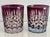 Vintage amethyst crystal pair of rocks glasses, likely by Hungarian Ajka Crystal. Hand-cut facets catch the light...