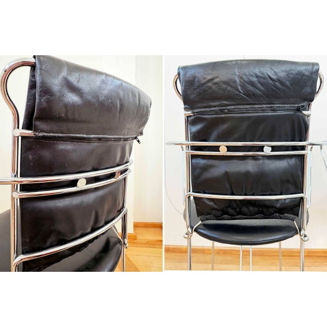 Antonio Citterio Eridiana Leather + Metal Chairs, Xilitalia, Italy, 1980s, Set 6 For Sale - Image 9 of 12