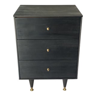 Vintage Black Wood Paul McCoobb Style Black Nightstand For Sale