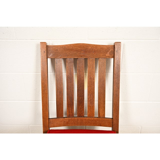 Wood L. & J. G. Stickley Antique Mission Oak Arts & Crafts Rocking Chair, Circa 1910 For Sale - Image 7 of 14