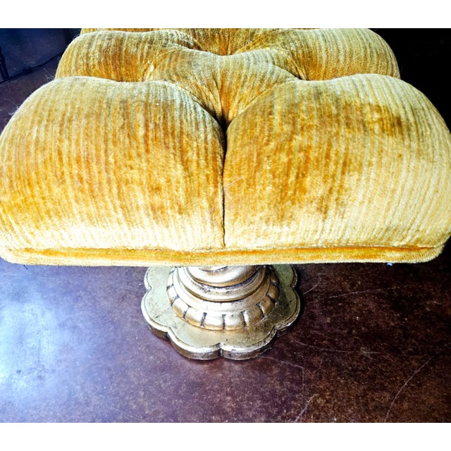 1960s Hollywood Regency Tufted Gold Bench For Sale - Image 4 of 12