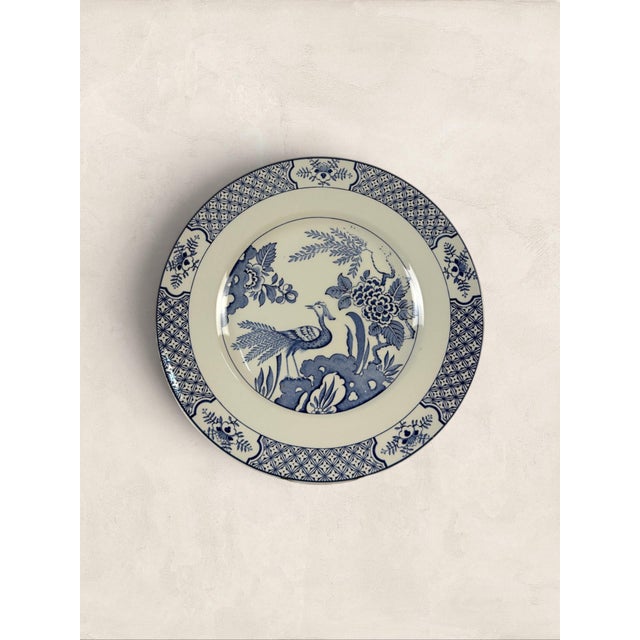 Ceramic Antique English Wood & Sons "Yuan" Blue & White Transferware Dinner Plates, Set of 5 For Sale - Image 7 of 16