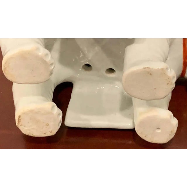 Ceramic Late 19th Century Chinese Export Famille Verte & Blanc De Chine Elephant Joss Stick For Sale - Image 7 of 12