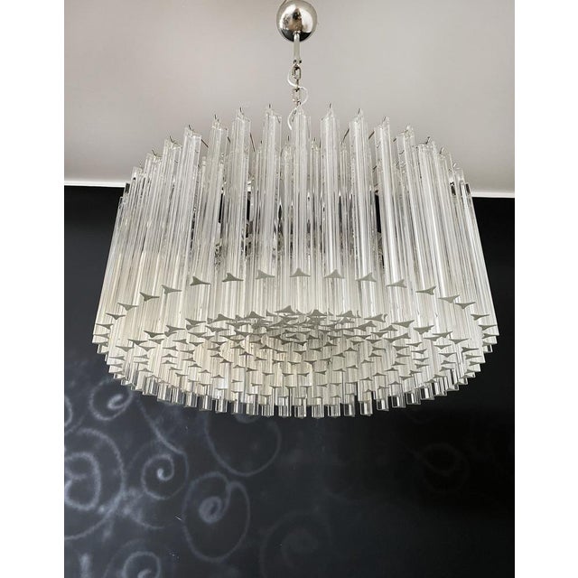 Large Triedri Murano Glass Chandelier, 1995 For Sale - Image 4 of 18
