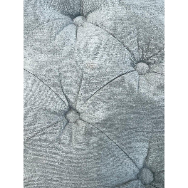 Modern Faux Bamboo Tufted Velvet Bench in Grey Blue Upholstery For Sale - Image 16 of 18
