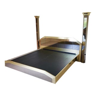 Contemporary Ello King Mirror and Brass Platform Bedframe For Sale