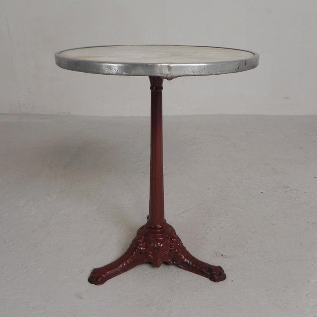Bistro Table with Cast Iron Legs and Marble Top, 1920s For Sale - Image 3 of 18