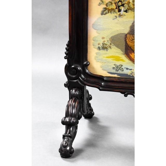 Wood 19th Century English Victorian Rosewood Fire Screen For Sale - Image 7 of 18