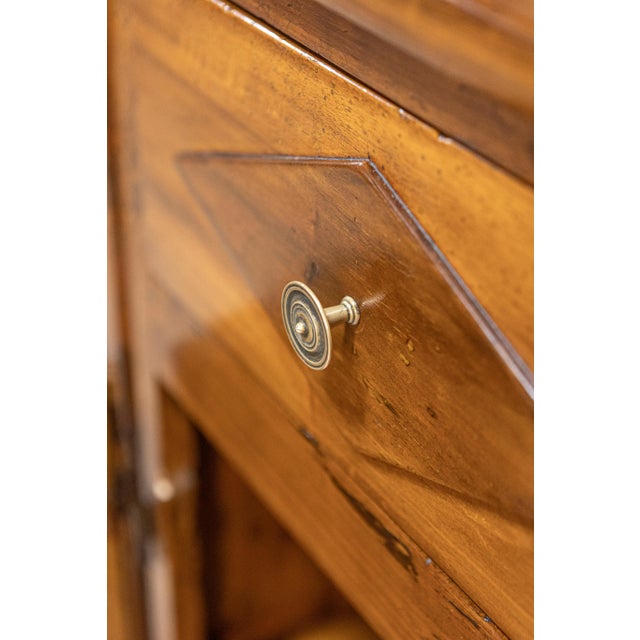 Italian 19th Century Walnut Credenza with Diamond Motifs and Rounded Sides For Sale - Image 10 of 12