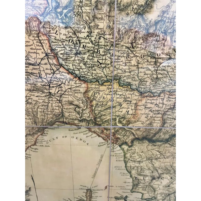 Large Vintage Antiqued Stanford Map of Italy in Black & Gold Frame 1990's For Sale In New York - Image 6 of 15