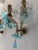1930s C 1930 Rare Pair Aqua Blue 3 Lights Murano Flowers Crystal Sconces One of Kind For Sale - Image 5 of 12
