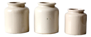 Antique Early 20th Century Cream Stoneware Crocks, Set of 3