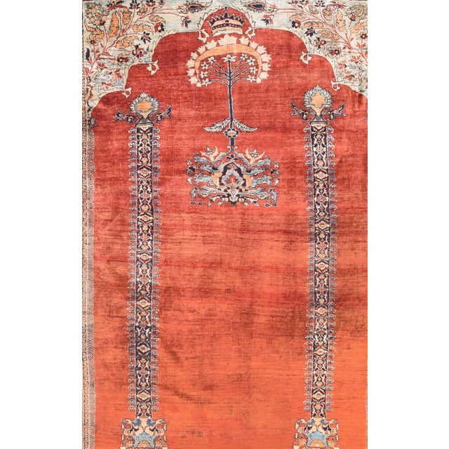 Antique Rust Heriz Persian Area Rug Silk on silk 5'3'' x 7'0'' Rust