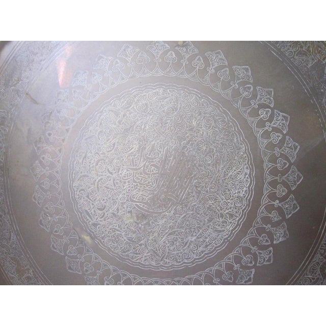 Moroccan 1970s Large Moroccan Brass Tray, 32" For Sale - Image 3 of 4