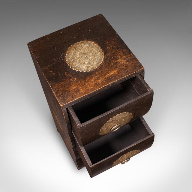 Black Vintage Barber's Chest of Drawers, Turkish Pine Bombe Front Cabinet, Mid Century For Sale - Image 8 of 12