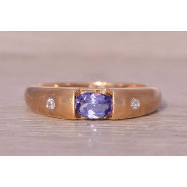 The Hereford: New Old Stock Vintage Tanzanite and Diamond Ring in Yellow Gold For Sale - Image 9 of 11