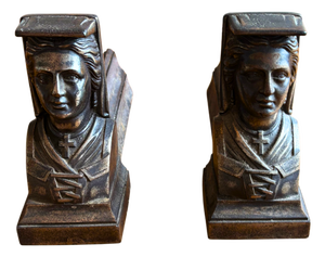 Gothic Revival Figural Chenets in Cast Iron, 1890, Set of 2