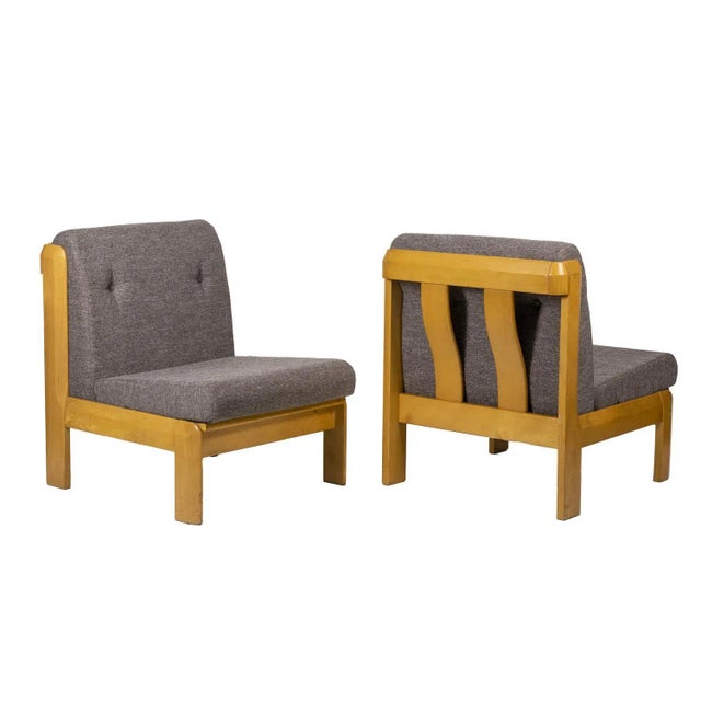 Beech & Fabric Armchairs, 1960s For Sale - Image 14 of 14
