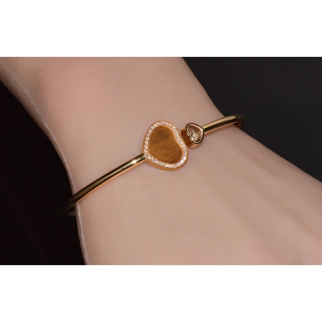Authentic Chopard Happy Hearts James Bond 007 Limited Edition 18k Rose Gold Diamond Bangle Bracelet For Sale - Image 12 of 15
