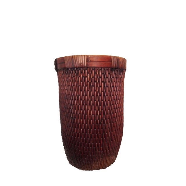Modern Asian Dark Brown Woven Basket For Sale