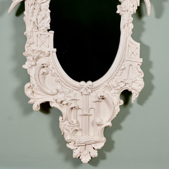 White 1971 Gampel Stoll White Gloss Chinoiserie Pagoda Mirror For Sale - Image 8 of 17