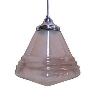 Art Deco Frosted Glass Pendant Lamp, 1930s For Sale