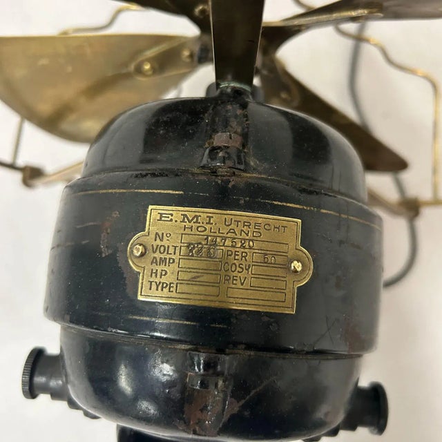 Black Industrial Fan by E.M.I. Utrecht, 1930s For Sale - Image 8 of 11