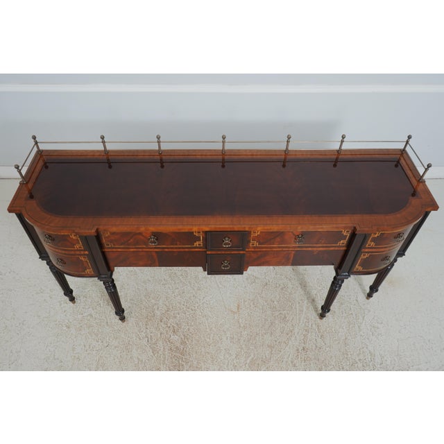 Traditional Maitland Smith Highly Inlaid Mahogany Sheraton Sideboard For Sale - Image 3 of 12