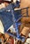Linen Early 20Thc Blue Painted Base & Linen Covered Seat For Sale - Image 8 of 11