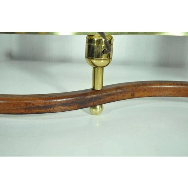 Vintage Mid Century Modern Stilnovo Brass Walnut & Glass Sculptural Table Lamp For Sale - Image 9 of 11
