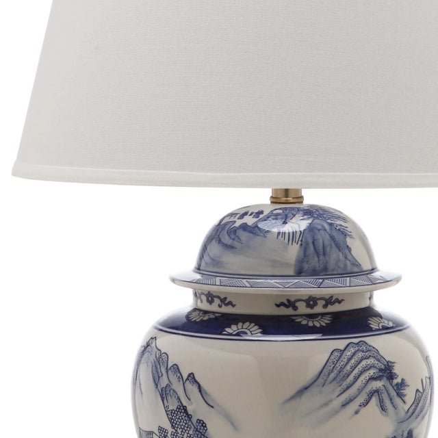 29.5 Inch H Ginger Jar Table Lamp in Blue & White - a Pair For Sale - Image 4 of 9
