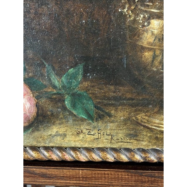 Angelo Zoffoli, Pair of Still Lifes with Flowers, 1800s, Oil on Canvas For Sale - Image 10 of 13