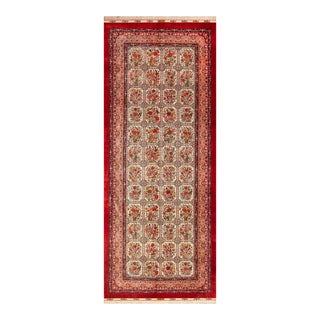 Nazmiyal Collection Vintage Garden Design Silk Persian Qum Rug For Sale