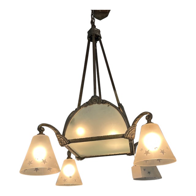 Mid 20th Century Art Deco Chandelier For Sale